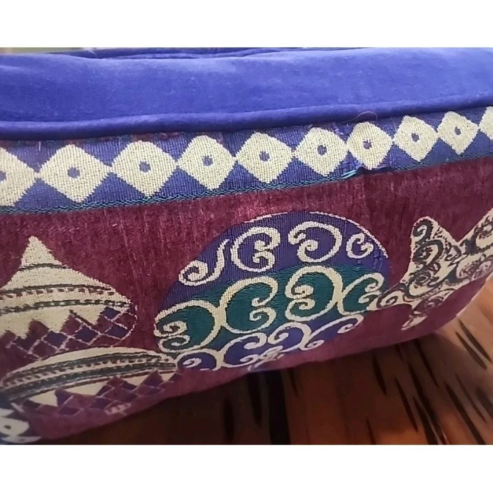 Unique Christmas Decorative Throw Pillow Purple Velour Ornaments 12x18 Inch Deco